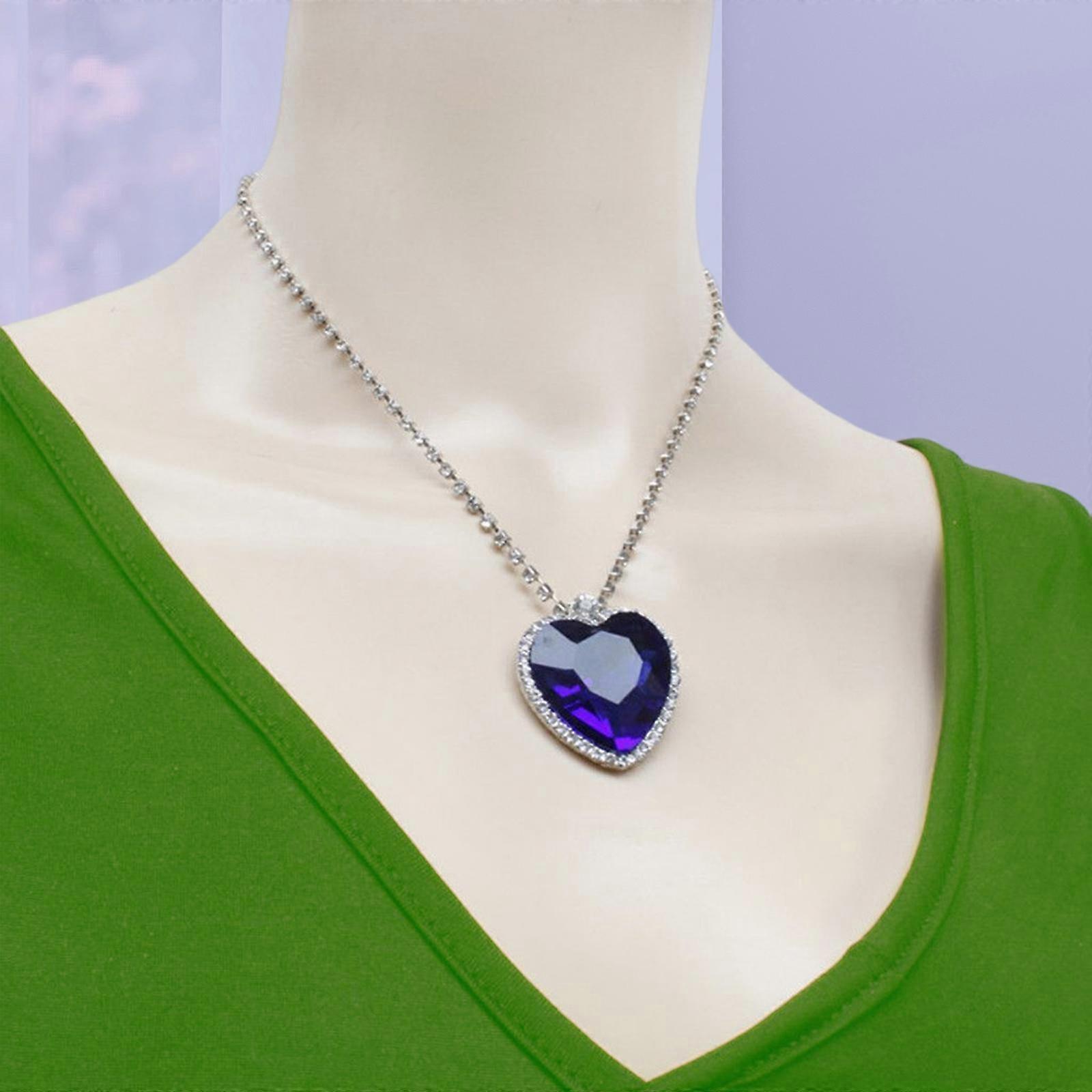 De L'océan Bijou Vrai Collier Pendentif 'Cœur De L'Océan' - Inspiration Titanic, Bleu Foncé Cristal, Chaîne Déclaration - Neuf Avec étiquettes Le Vrai - Foto 7