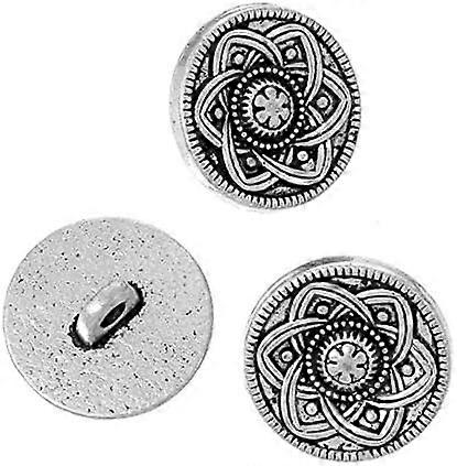 12 PCS Antique Silver Six-Petal Flower Carving Circle Button Vintage Coat Button High-Grade Alloy Button Trench Coat Button