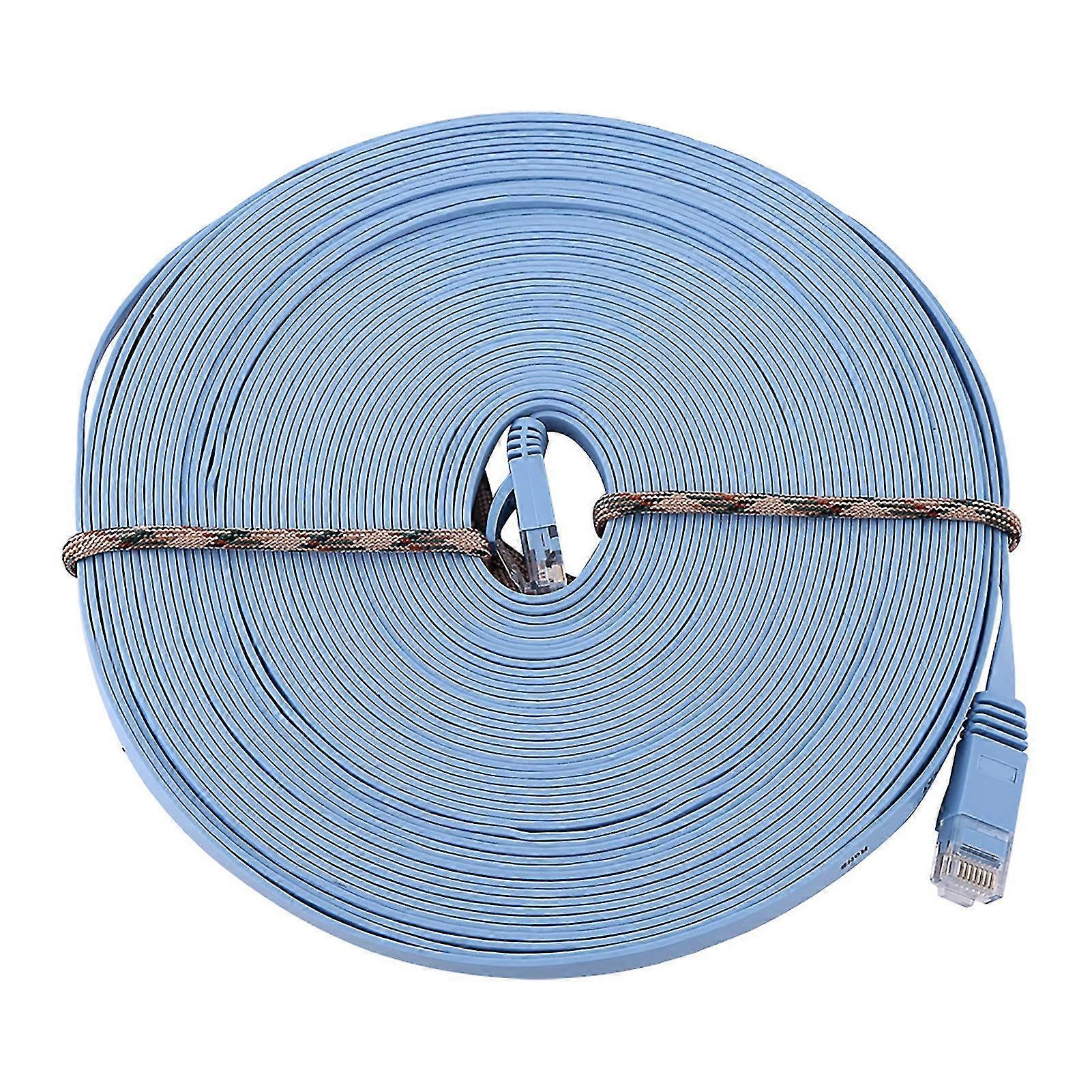 Blue RJ45 CAT6 Ethernet Network Flat LAN Cable UTP Patch - 15m