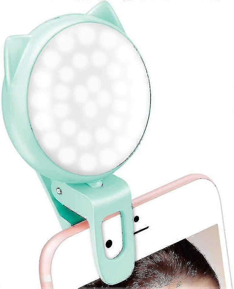 Light Ring For Iphone And Android, Rechargeable Portable Clip-on Mini Phone Lights With 32 Led Bulbs, 9 Level Adjustable