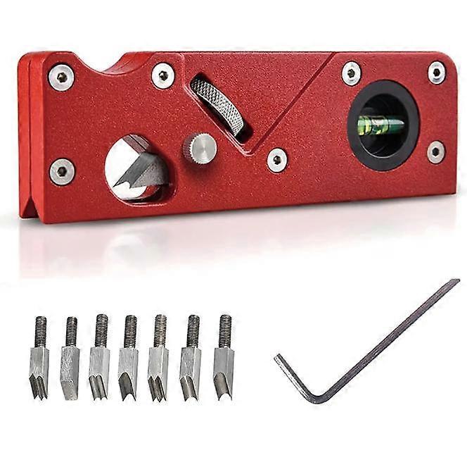 Woodworking Quick Bevel Plane Set - Woodworking Hand Tool - 7 Cutter Heads, 45 Degree Bevel Plane - Red