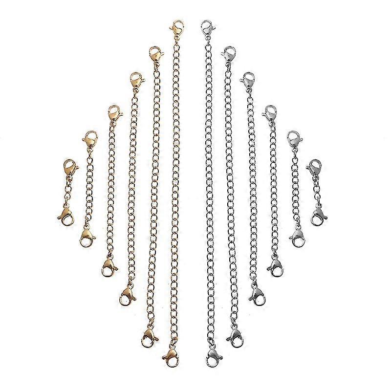 12 pièces / set Bracelet Chain Extender Chain Extension Tails Acier inoxydable