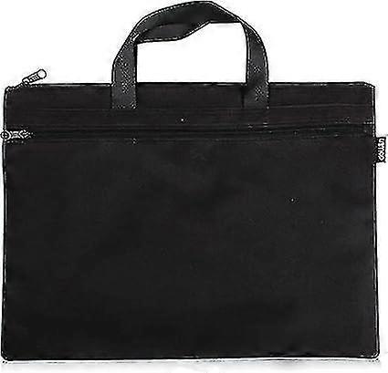 Office Document Bag, Men Briefcase Portable Binder A4 File Zipper Bag Black 1 Piece-Yvan