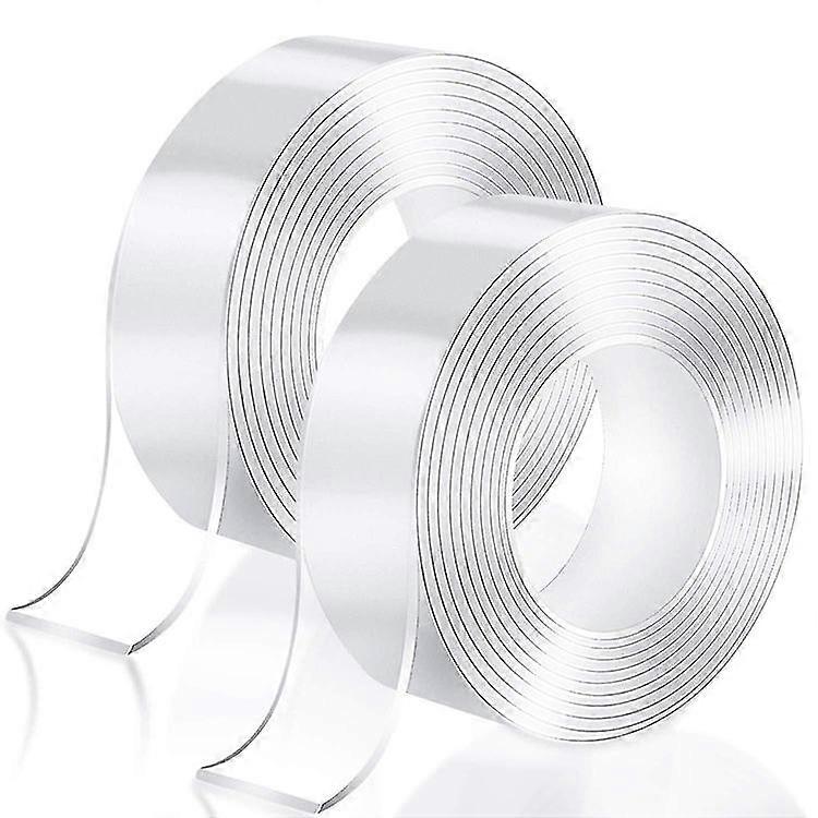 2 Pcs Nano Tape, Multifunctional Nano Non-slip Double Sided Tape Transparent Traceless Double-sided Gel Clear Tape Washable Reusable Adhesive T