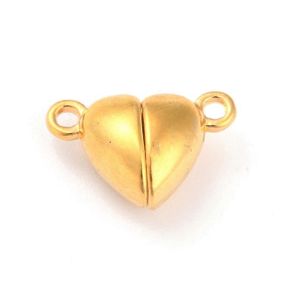 50Set Alloy Magnetic Clasps with Loops Heart Golden 15x9.5x6mm Hole: 1.5mm