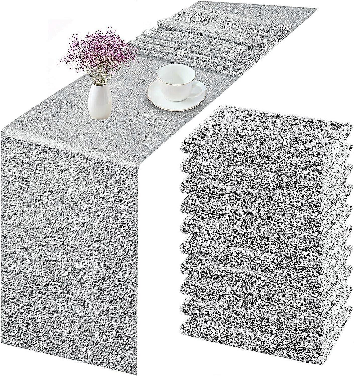 10 Pack Sequin Table Runner 30.48cm x 275cm Rose Gold Sequin Tablecloth for Rectangular Table Wedding  Birthday Party Festive