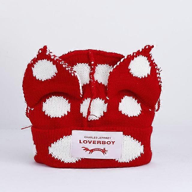 Cute Fashion Hooded Cap Loverboy Cat Ear Knit Hat Double-layer Warm Pig Ear Woolen Hat Niche Design Hip-hop Personality Cold Hat