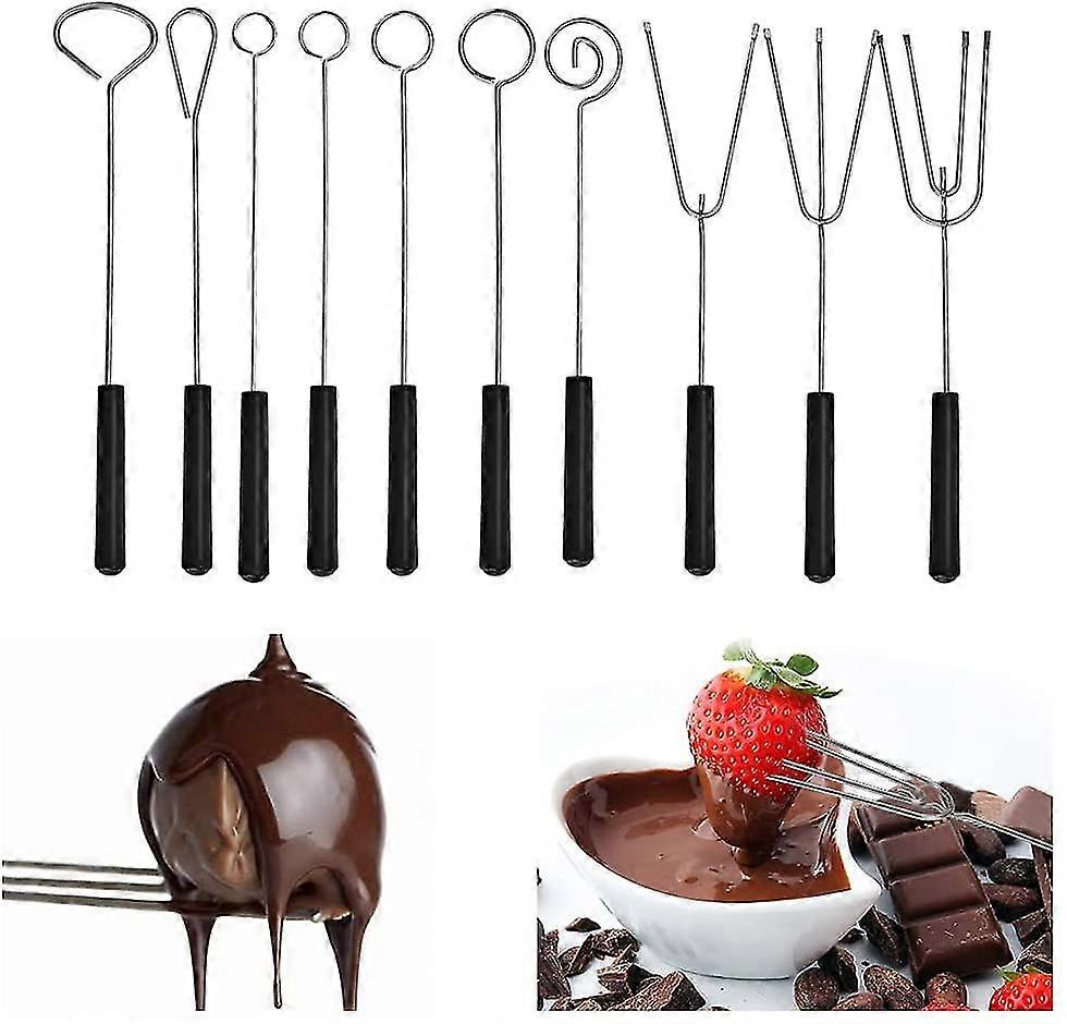 10 Pcs Chocolate Fork Stainless Steel + Pp 20cm Rustproof Cheese Fork Chocolate