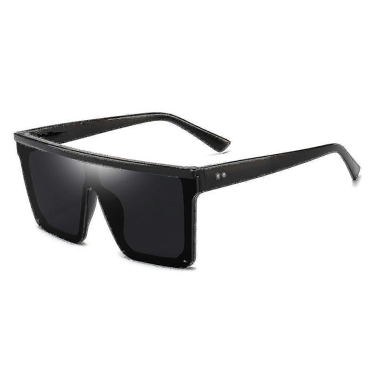 Square Oversized Sunglasses For Women Men Fashion Flat Top Big Frame Shadesblack Frame/black Lens-9