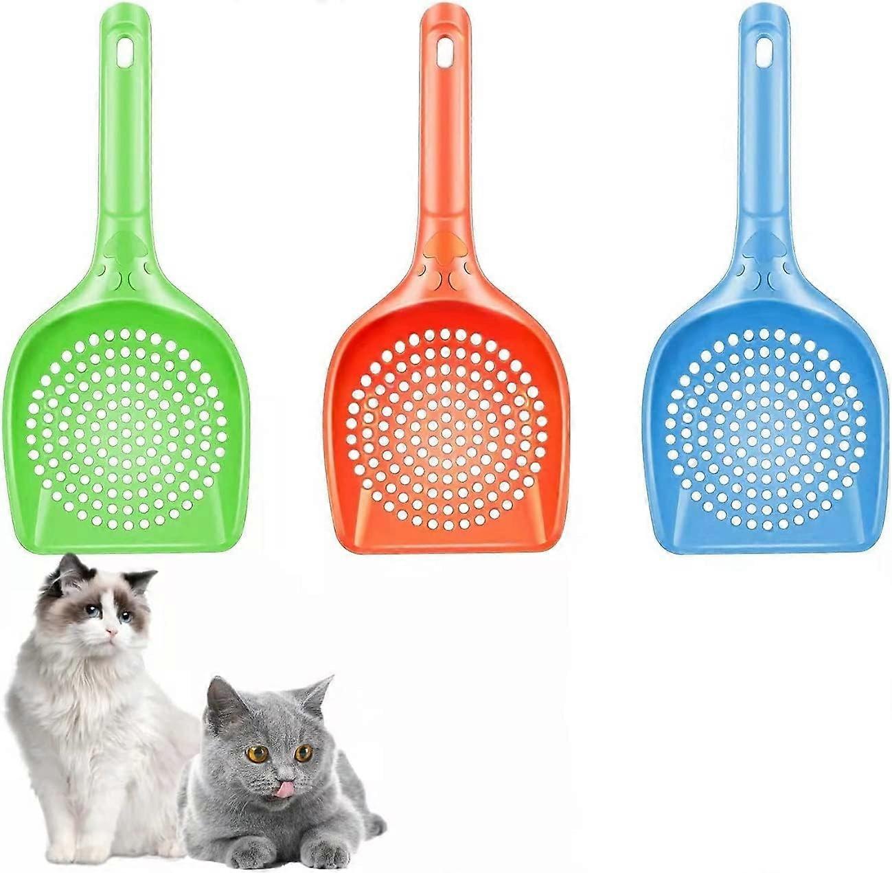 3 Pack Cat Litter Scooper with Comfortable Rubber, Long Handle for Pets and Kittens