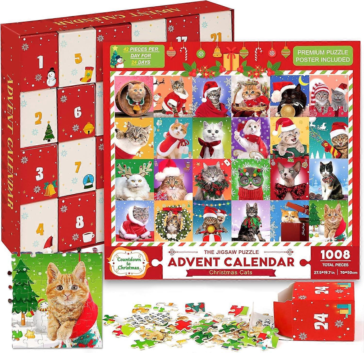 Advent Calendar 2023 Christmas Countdown Jigsaw Puzzles - 24 Boxes with 1008 Pieces Countdown to Christmas Puzzle,100% New