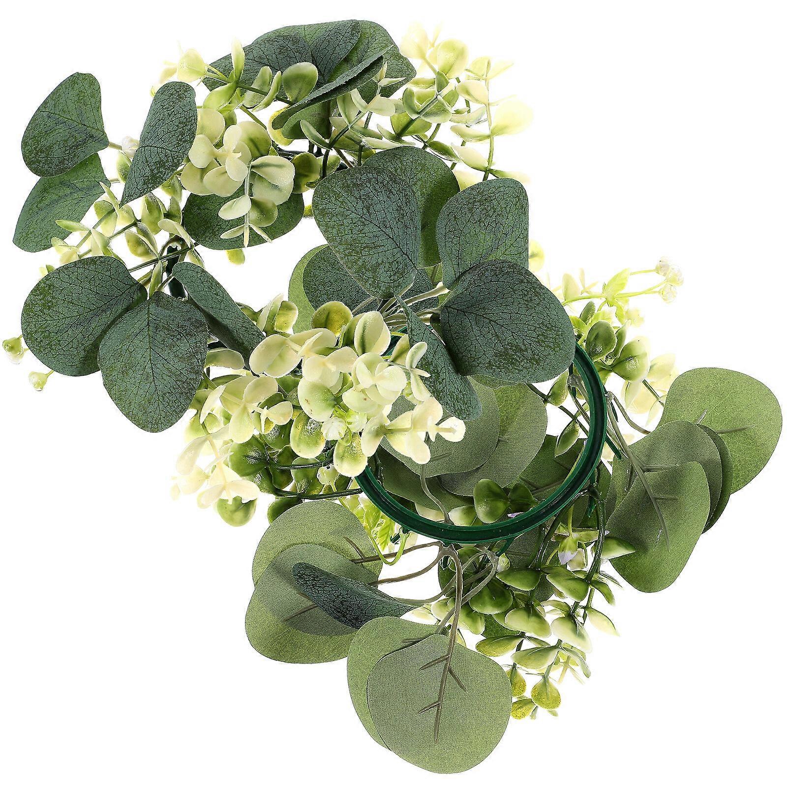 2pcs Simulation Eucalyptus Plant Candle Rings Eucalyptus Candle Decorations Simulation Eucalyptus Candle Decor