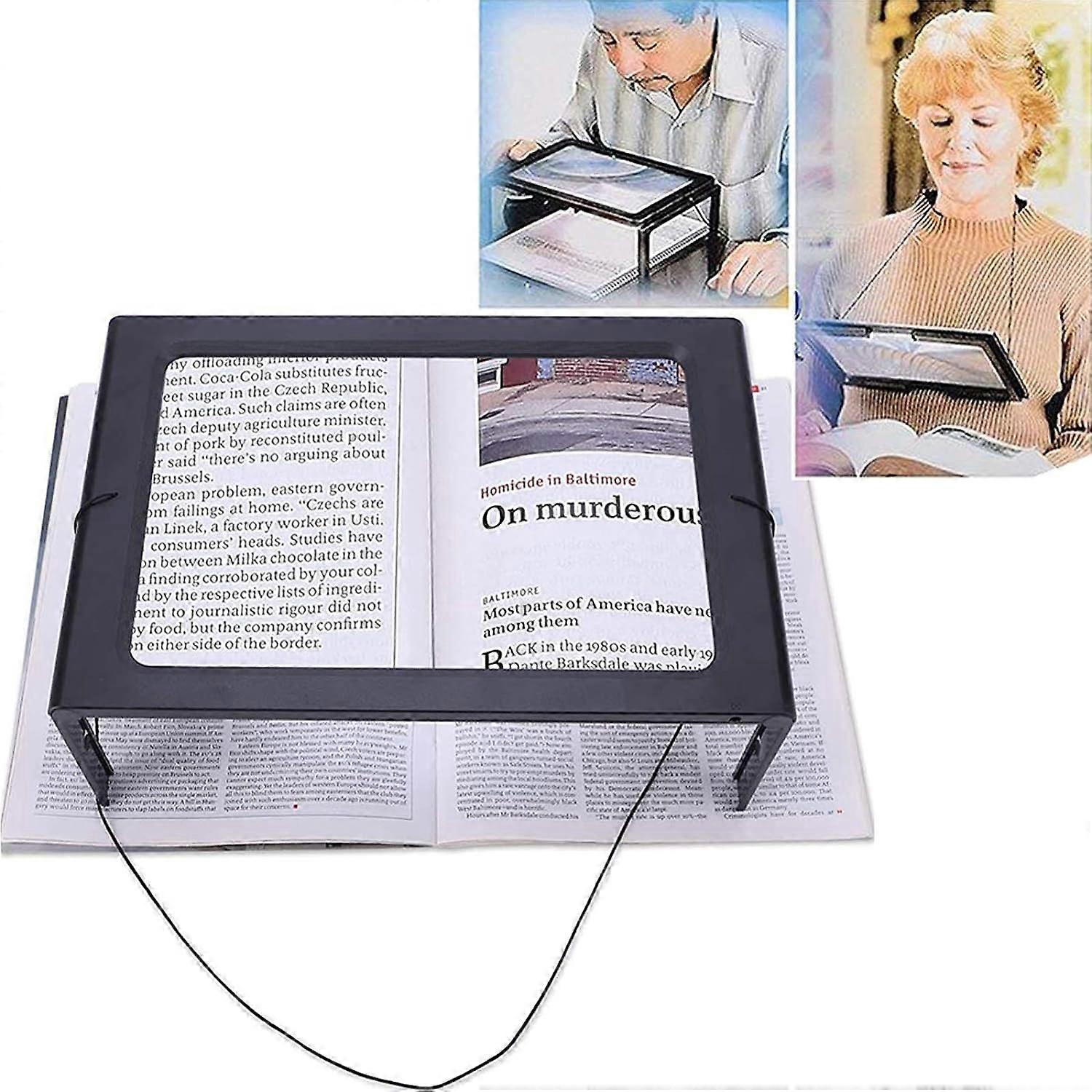 Reading Magnifier, 3X Magnification for Reading, Magnifying Glass with LED Light, Reading Aid for Seniors and Reading, A4 Sheet for Books, Newspapers,