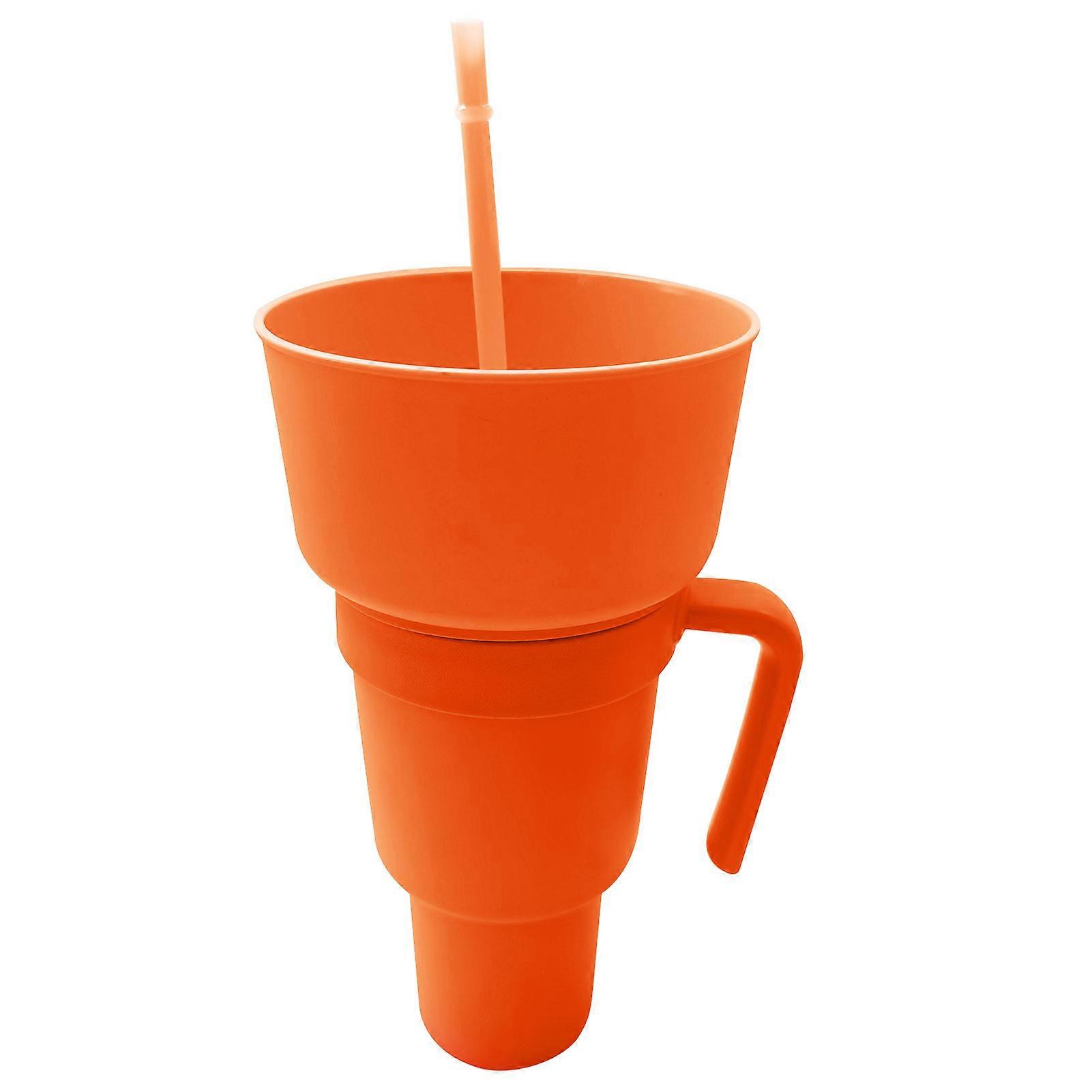 Snack Cup 2 In 1 Multifunction Color Changing Stadium Tumbler Snack And Drink Cup with Straw for Movies Home Use Jikaixiang