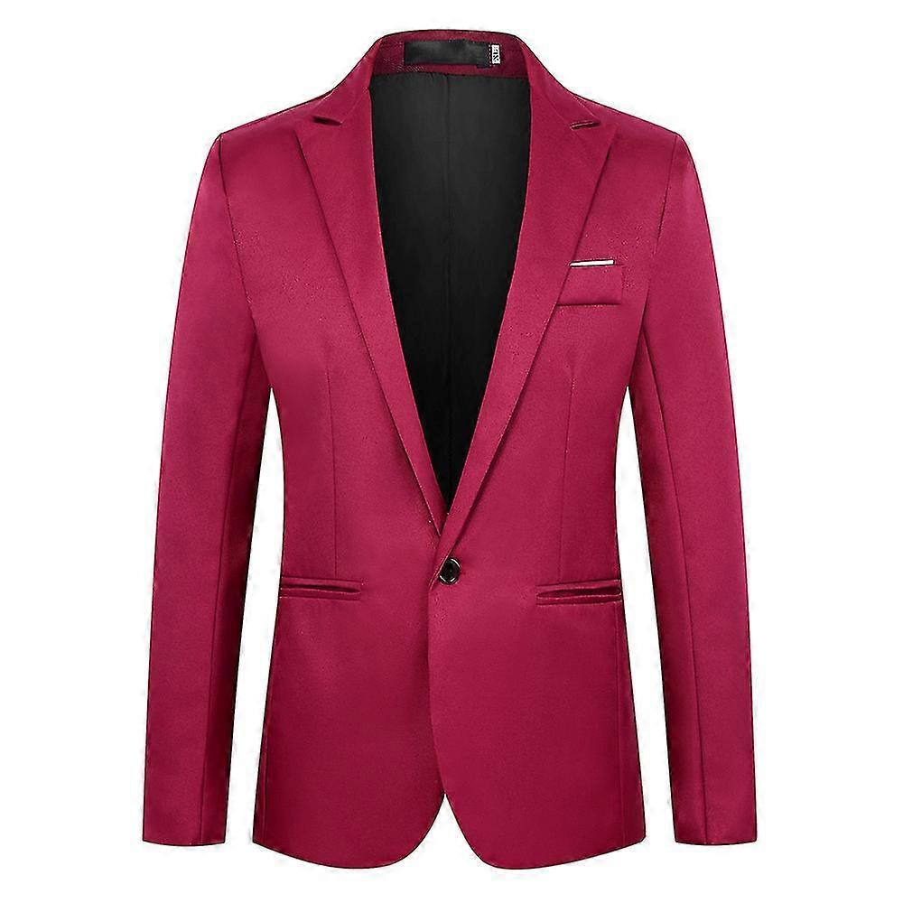 Men One Button Blazer Notched Lapel Formal Party Evening Business Suit Jacket