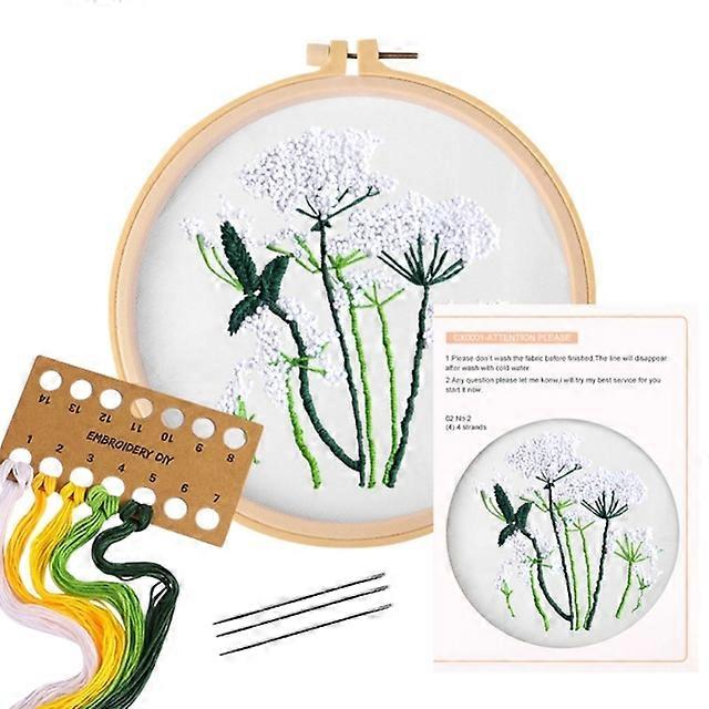 DIY التطريز زهرة الغزل خيوط كيت للتطريز للمبتدئين عباد الشمس ديزي مجموعة التطريز المواد مجموعات الغزل الشفافة (20X20 سم)
