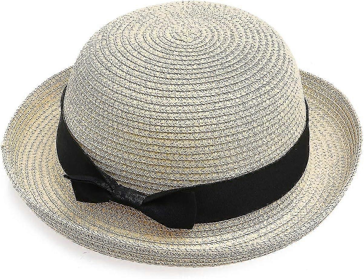 Foldable Summer Straw Hat Bowknot Roll-up Sun Beach Cap Cloche Bucket Wide Brim