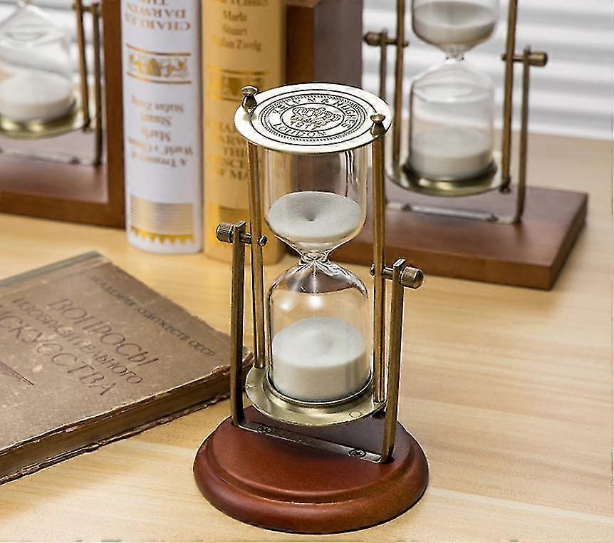 Vintage 30Minute/15 Minute Hourglass, 360 Rotating Sand Timer Clock, Brass 30Minute/15 Min Glass Compatible