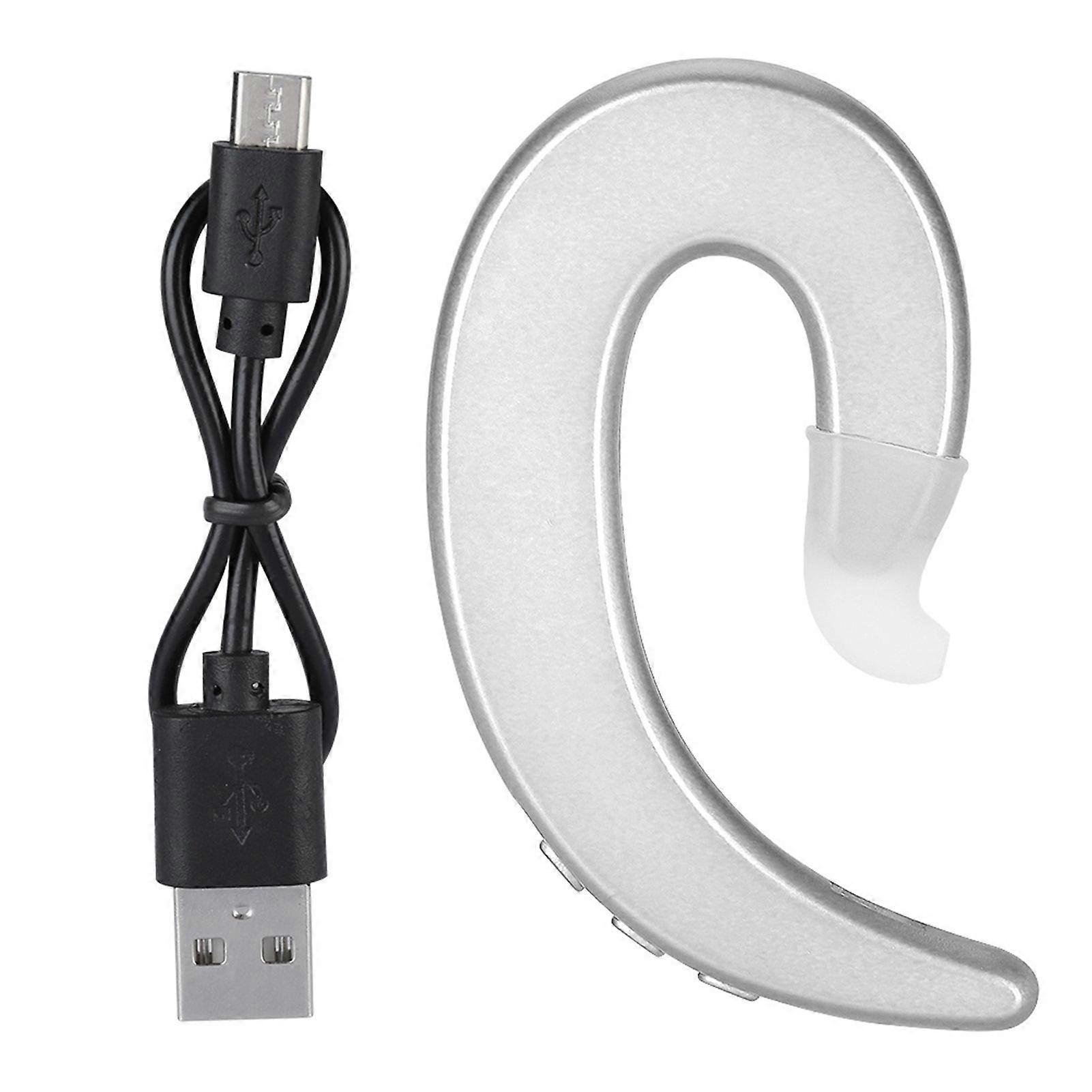 Hands Free Ear Hook Bluetooth Headphone Wireless Painless Bone Conduction Earphone Head(Silver)