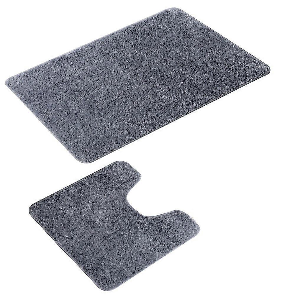 Two-piece floor mat set, plain three-piece set-grey 50*80+50*50U CM