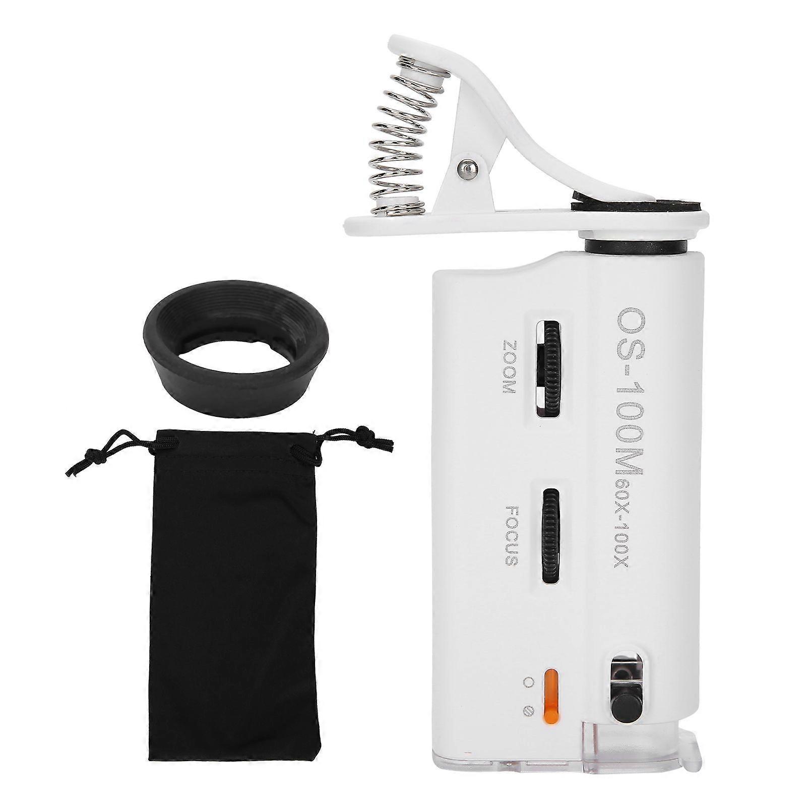 Microscope 60X100X Portable Clip Smartphone Microscope Loupe avec LED UV Light