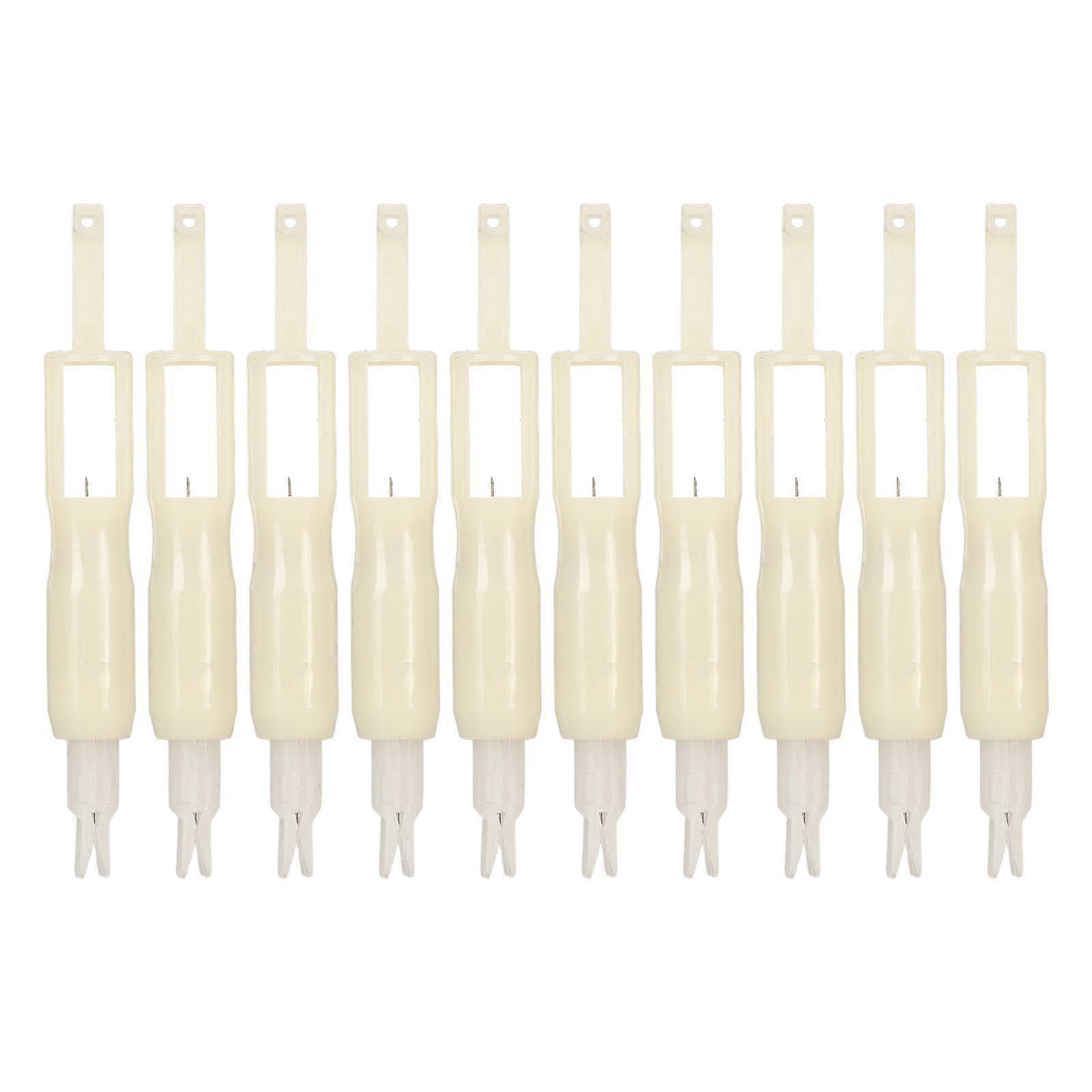 10pcs Sewing Machine Needle Inserter Threader Automatic Sewing Needle Threading Tool for Household Machine Threading White