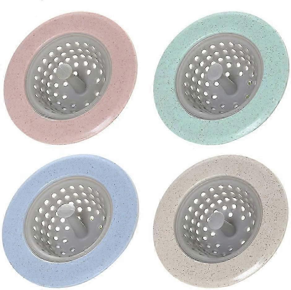 Silikon avloppspluggar för diskbänk, silar, avloppshårfilter, uppsamlare, badkarsavloppsplugg, golvavloppsplugg, kökstillbehör (set om 4, flerfärgad)
