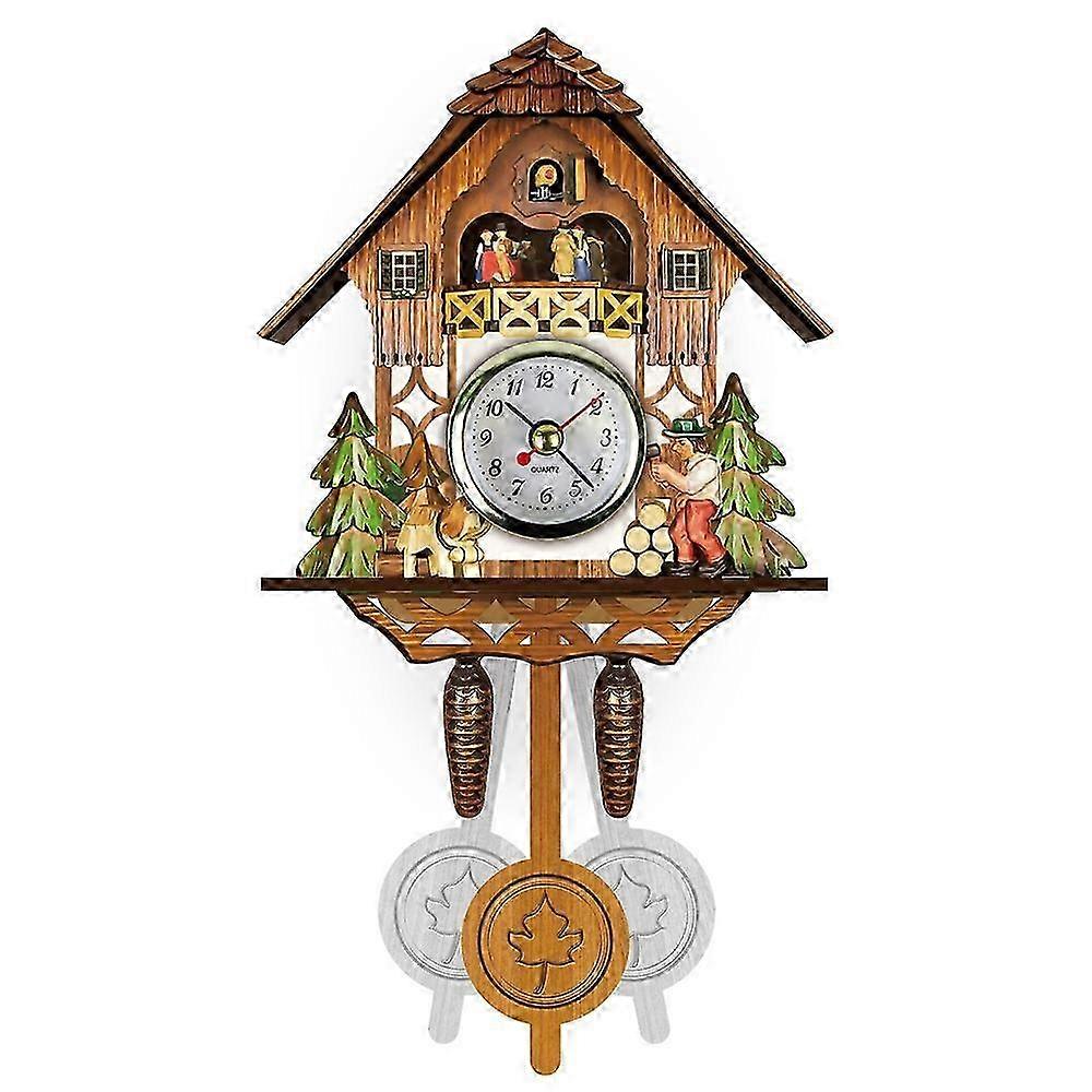 German Black Forest Cuckoo Clock Retro Nordic Style Wooden Cuckoo Wall Clock