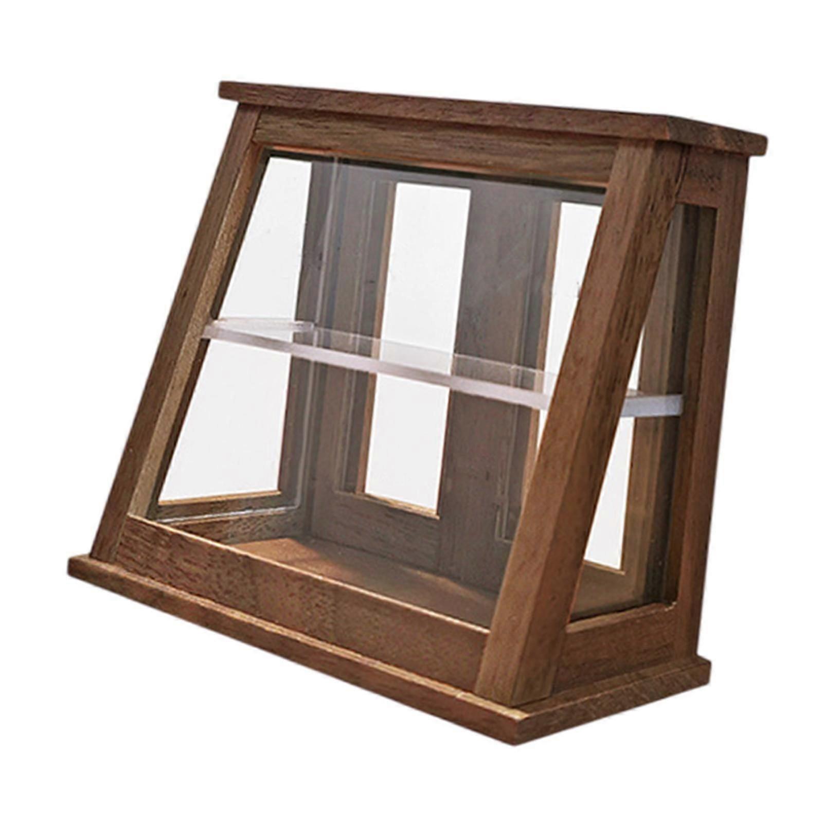 Dollhouse Bakery Display Cabinet 1:12 for Store Scene Photography Props Accs Walnut Rear Door