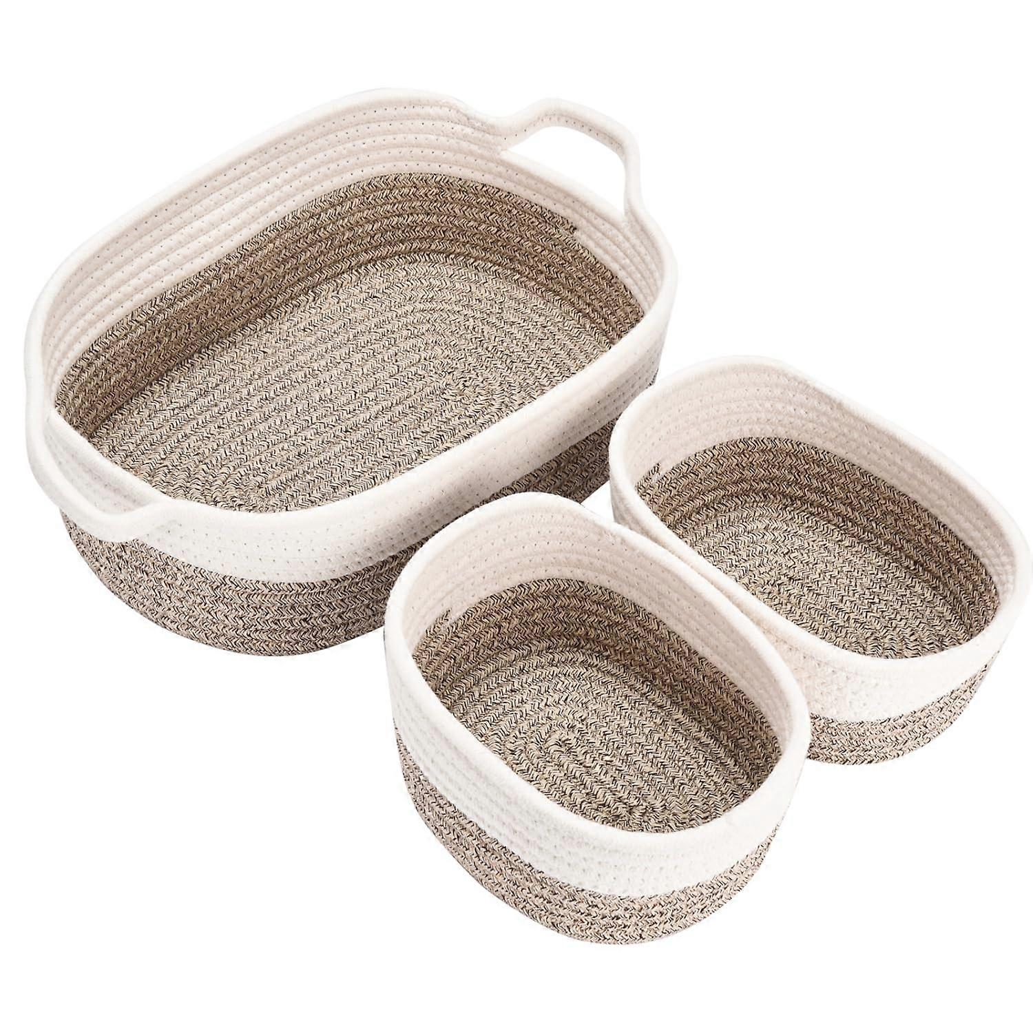 Cotton Rope Storage Baskets Set of 3 for Clothes and Bedding - Fits Shelves and Drawers, Eco-Friendly Material, Versatile Design