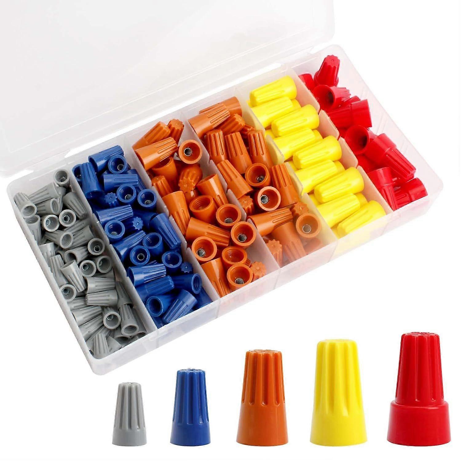 180PCS Electrical Wire Connectors Screw Terminals Easy Twist On Connector Kit With Spring Crimp Nuts Cap Connection Assembly Set - Connectors With Sto