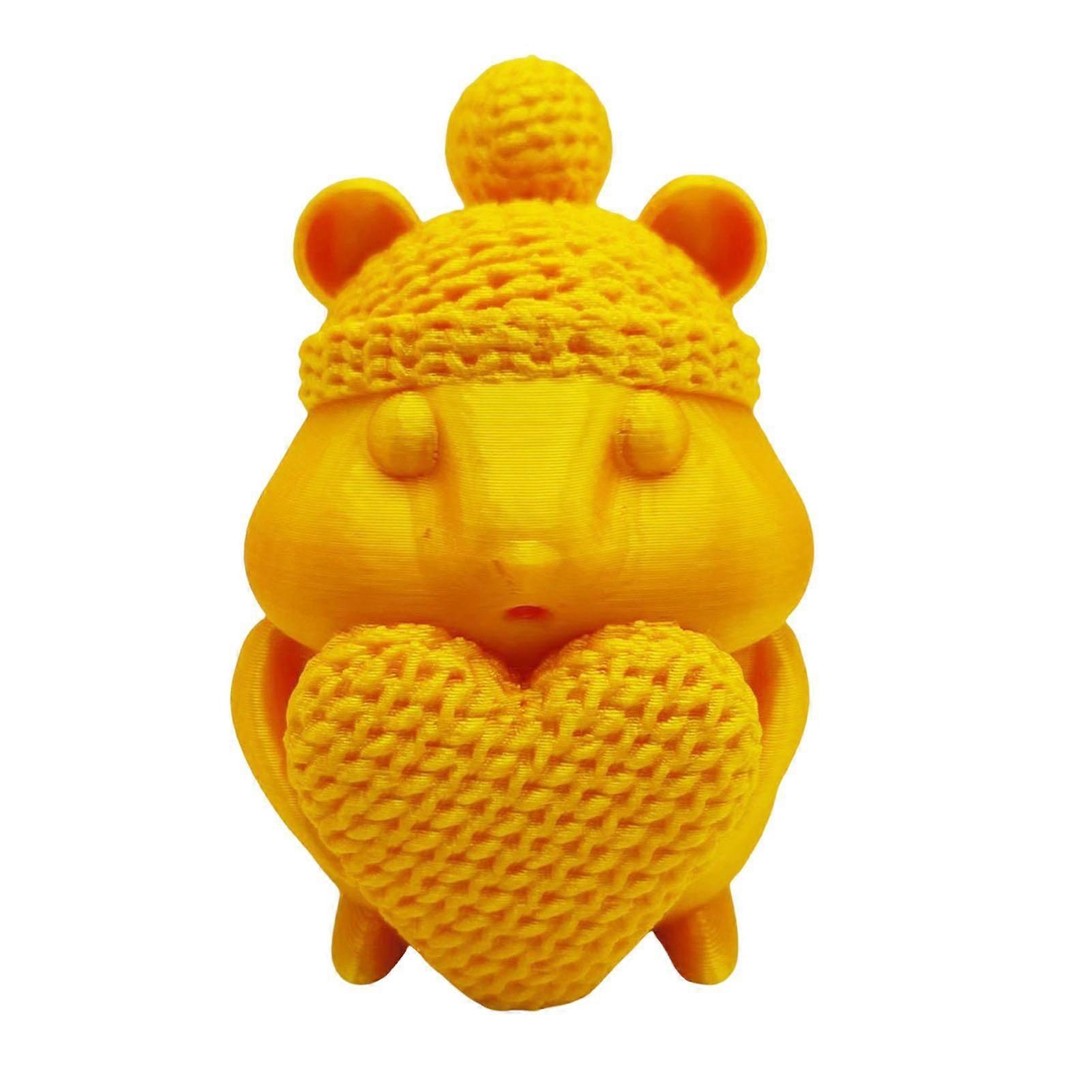 Hamster Ornament 3D Printed Tabletop Decor Hamster Figurine Love Heart Hamster Statue for Home Office Desk Bookshelf