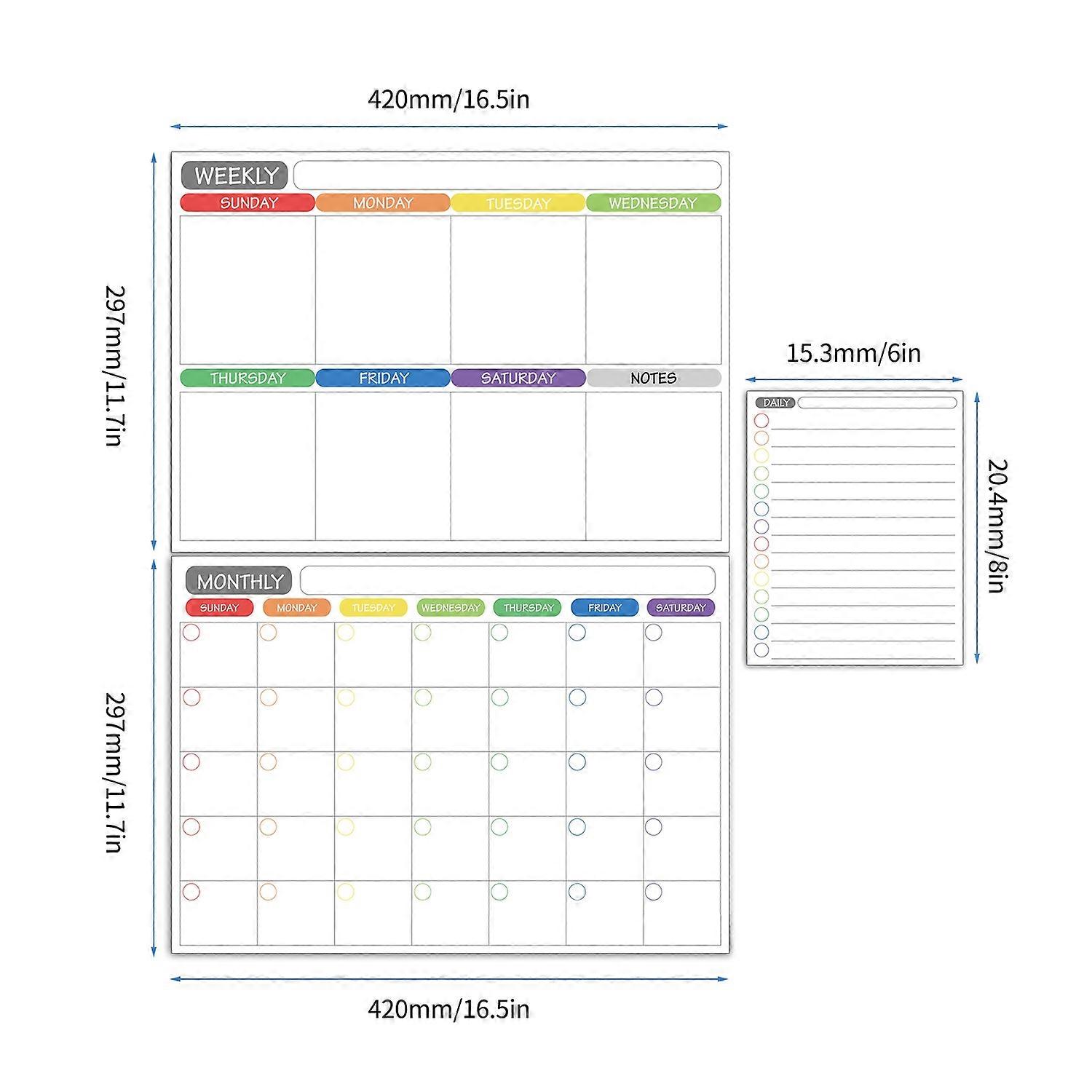 Magnetic Dry Erase Calendar Whiteboard Fridge Magnet Flexible Daily Message Stickers Included Monthl