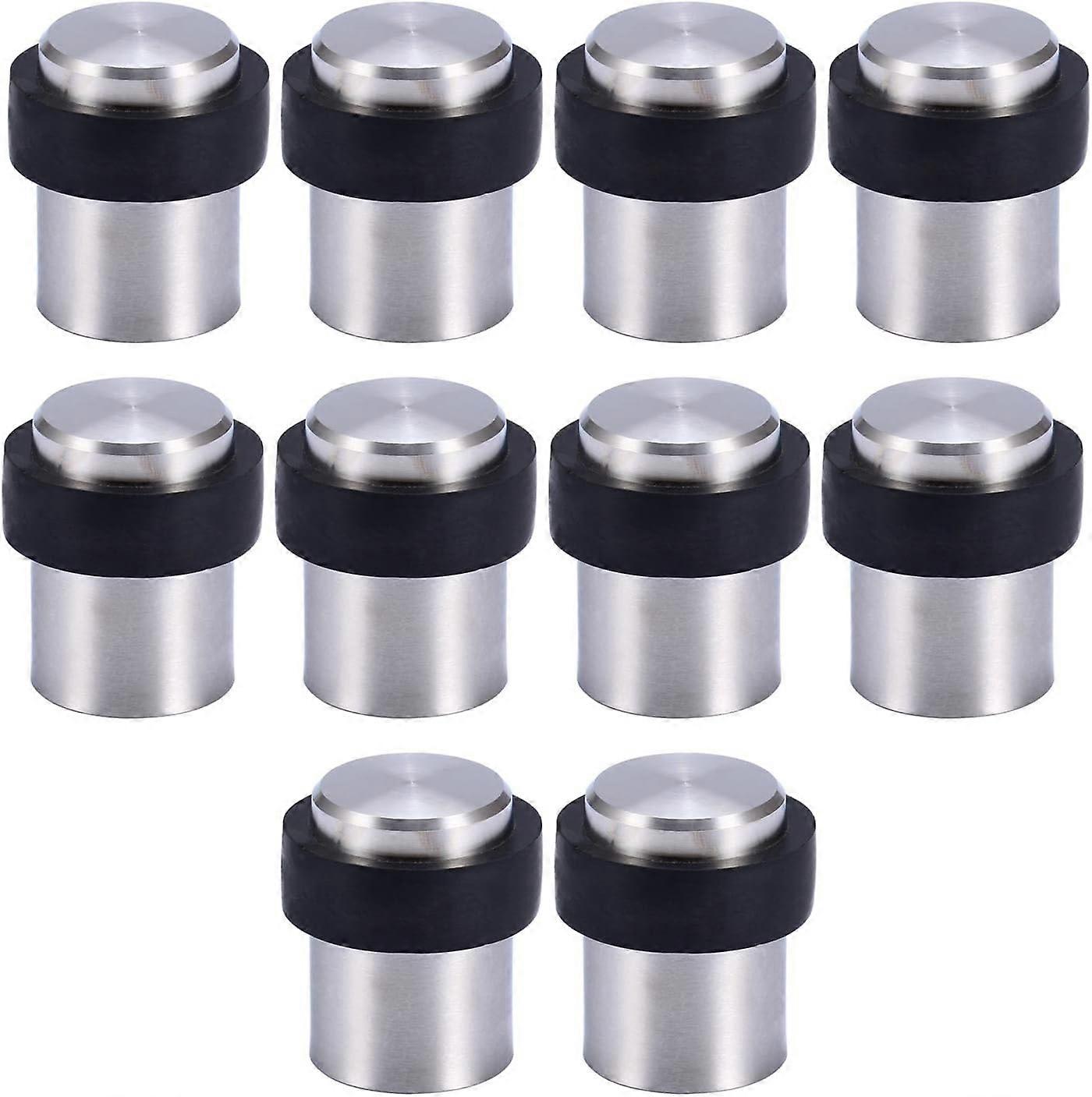 Door Stop, Satin Stainless Steel Cylindrical Mount, Rubber Buffer