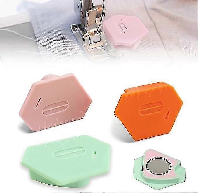 1set Magnetic Seam Guide for Sewing Machine, 2024 Upgraded Multifunctional Polygonal Hemmer Guide with Scale, Universal Sewing Accessory Supplies for