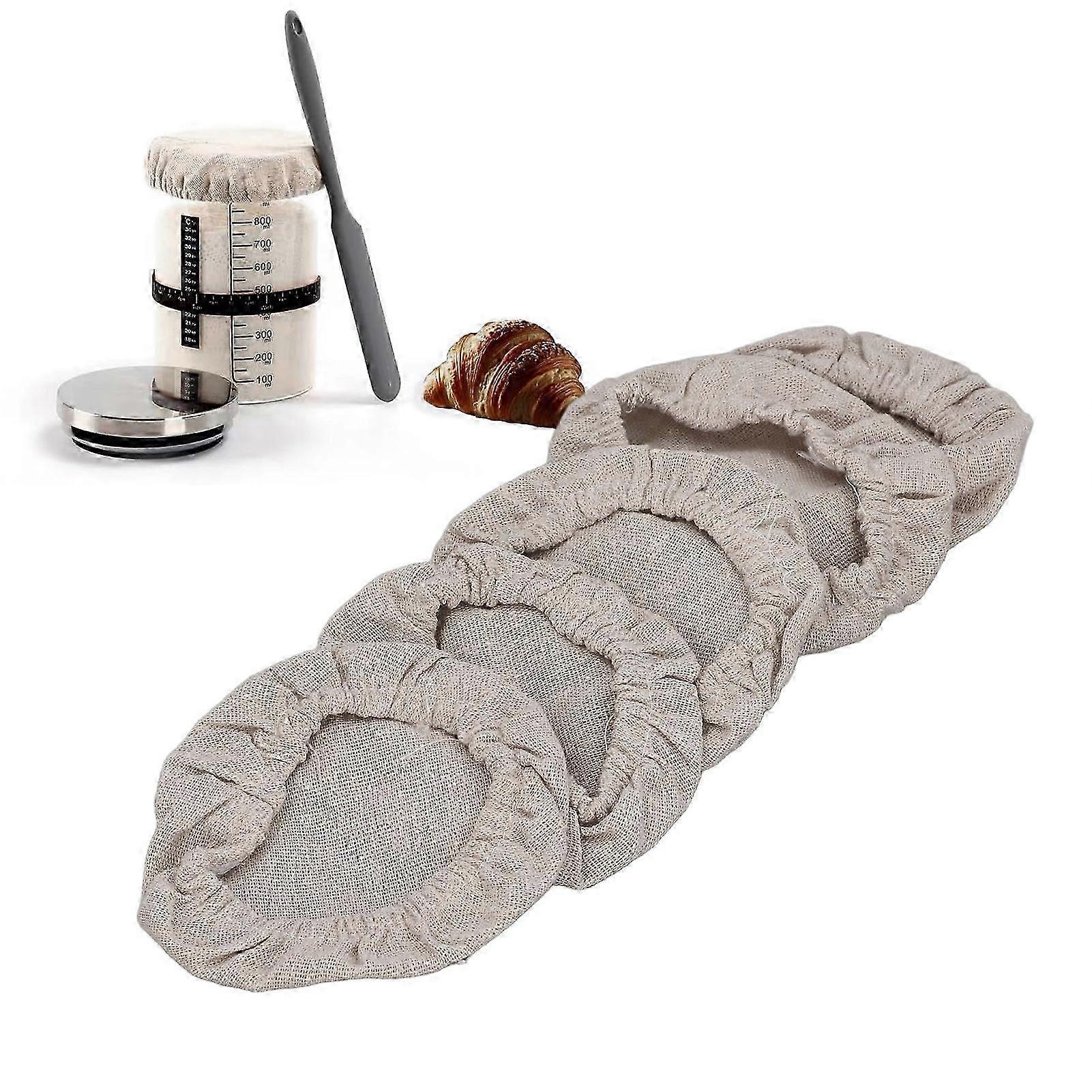 5pcs Capas de Pano para Iniciante de Sourdough Reutilizáveis para Boca de Jarra de 3 a 4 Polegadas