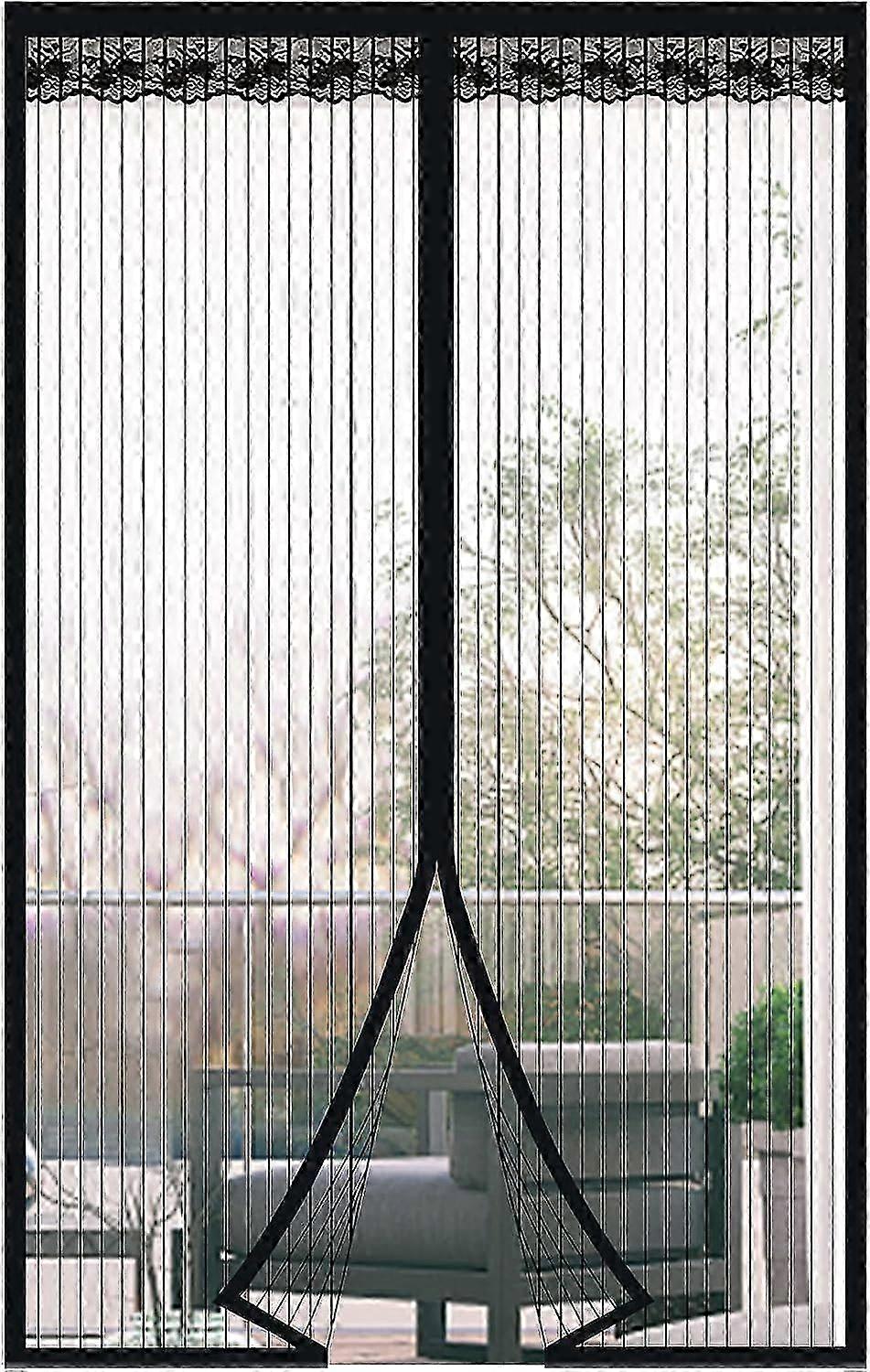 Magnetic Door Mosquito Net Anti-Mosquito Door Curtain with Magnetic Closure Without Drilling for Balcony Door(Black, 100 * 210cm)