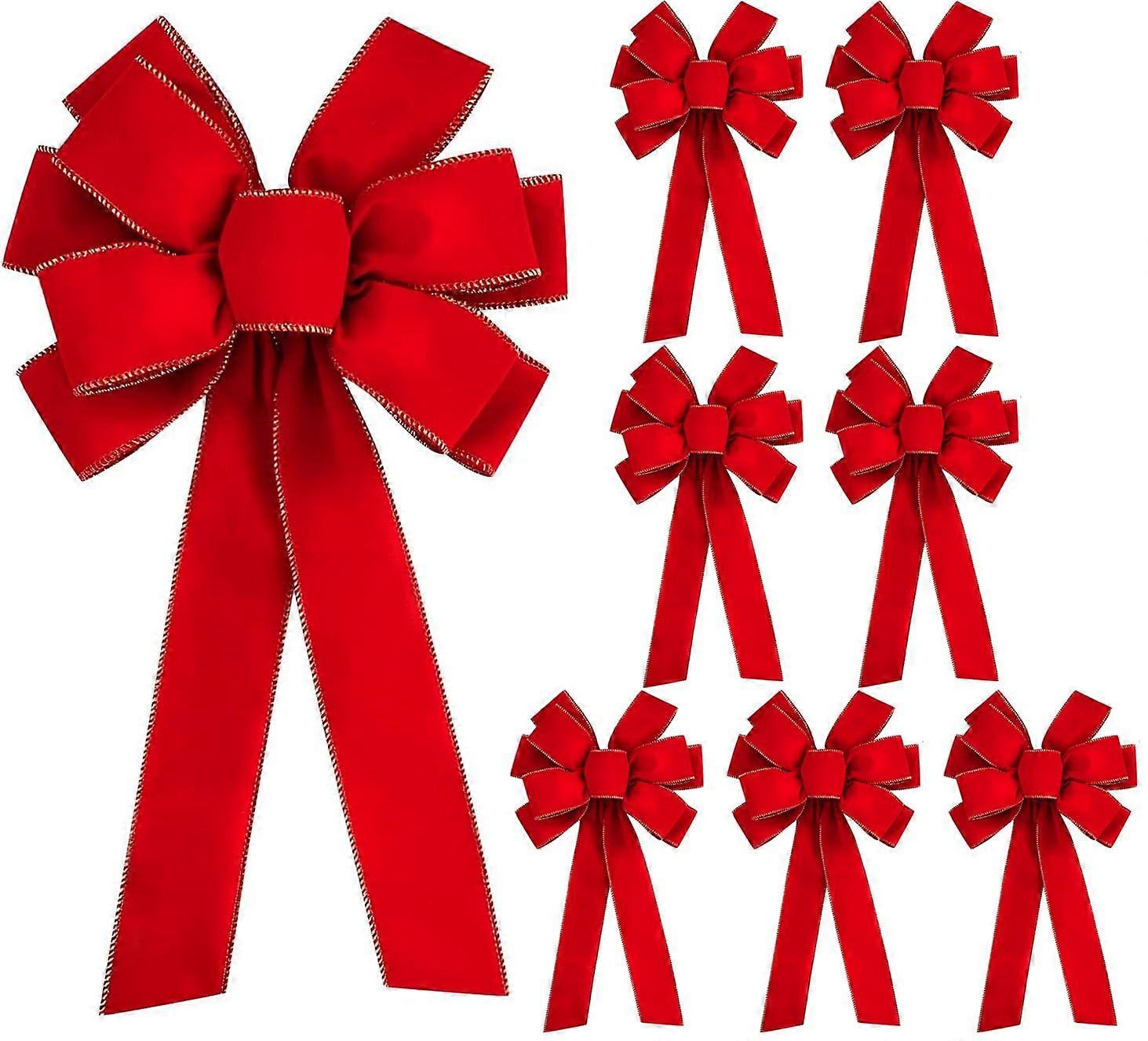 Christmas Tree Topper Decoration Set, 8 PCS Large Sagittarius Design, 30.7" x 10.6", Gold Red Velvet Material