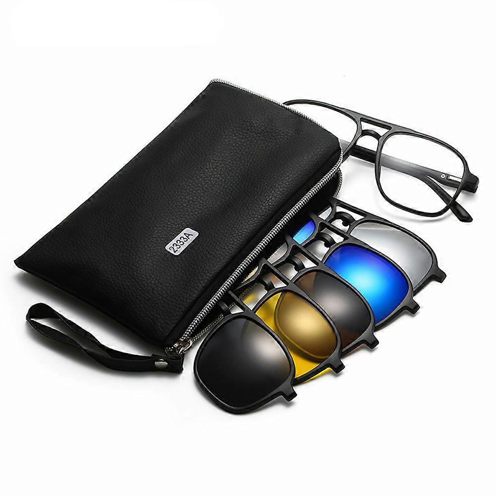Magnetic 5Pcs Polarized Clip on Sunglasses Plastic Frame