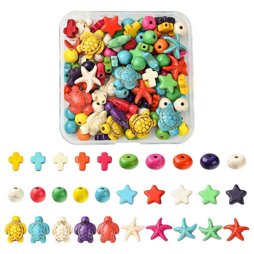 Craft Beads 100Pcs 6 Styles Synthetic Turquoise Beads Sets Dyed