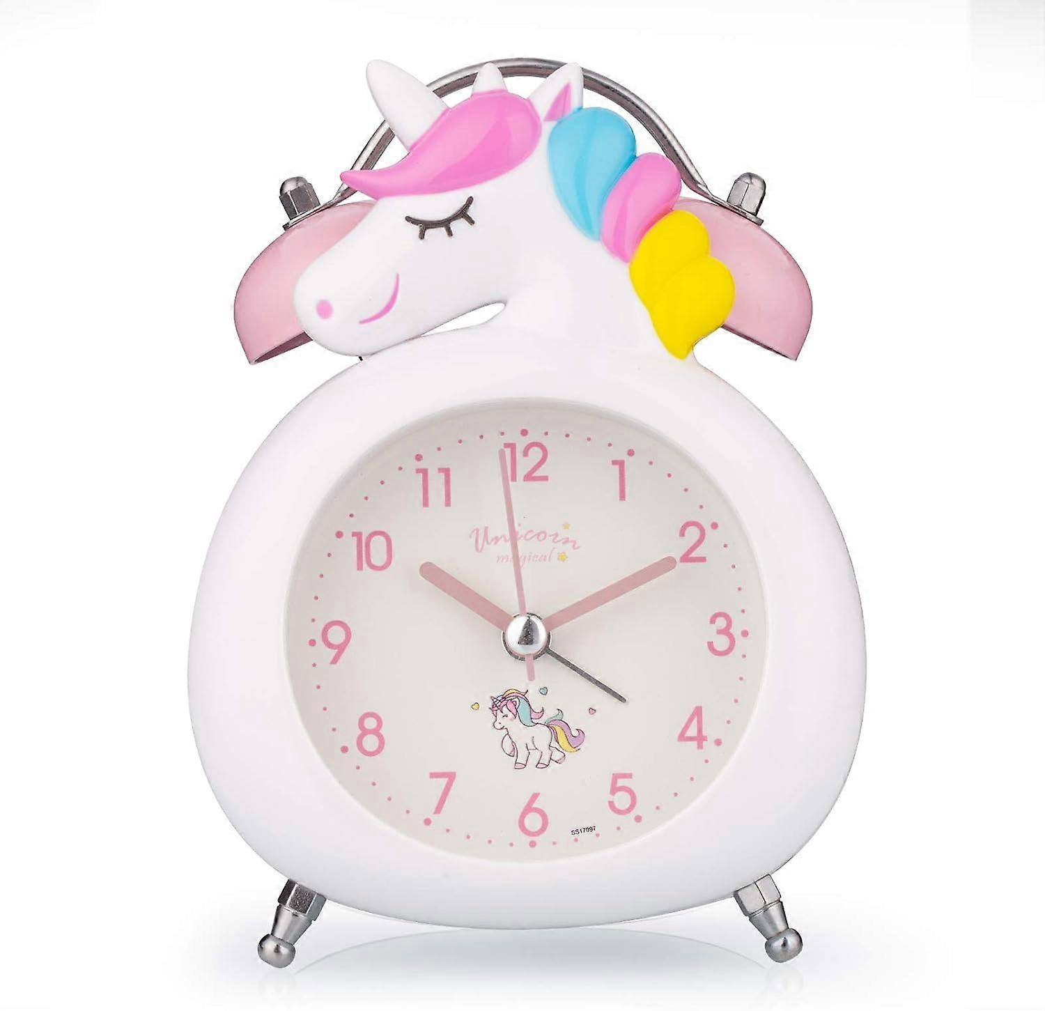 Unicorn Design Alarm Clock, Loud Twin Bell, Non-Ticking Silent