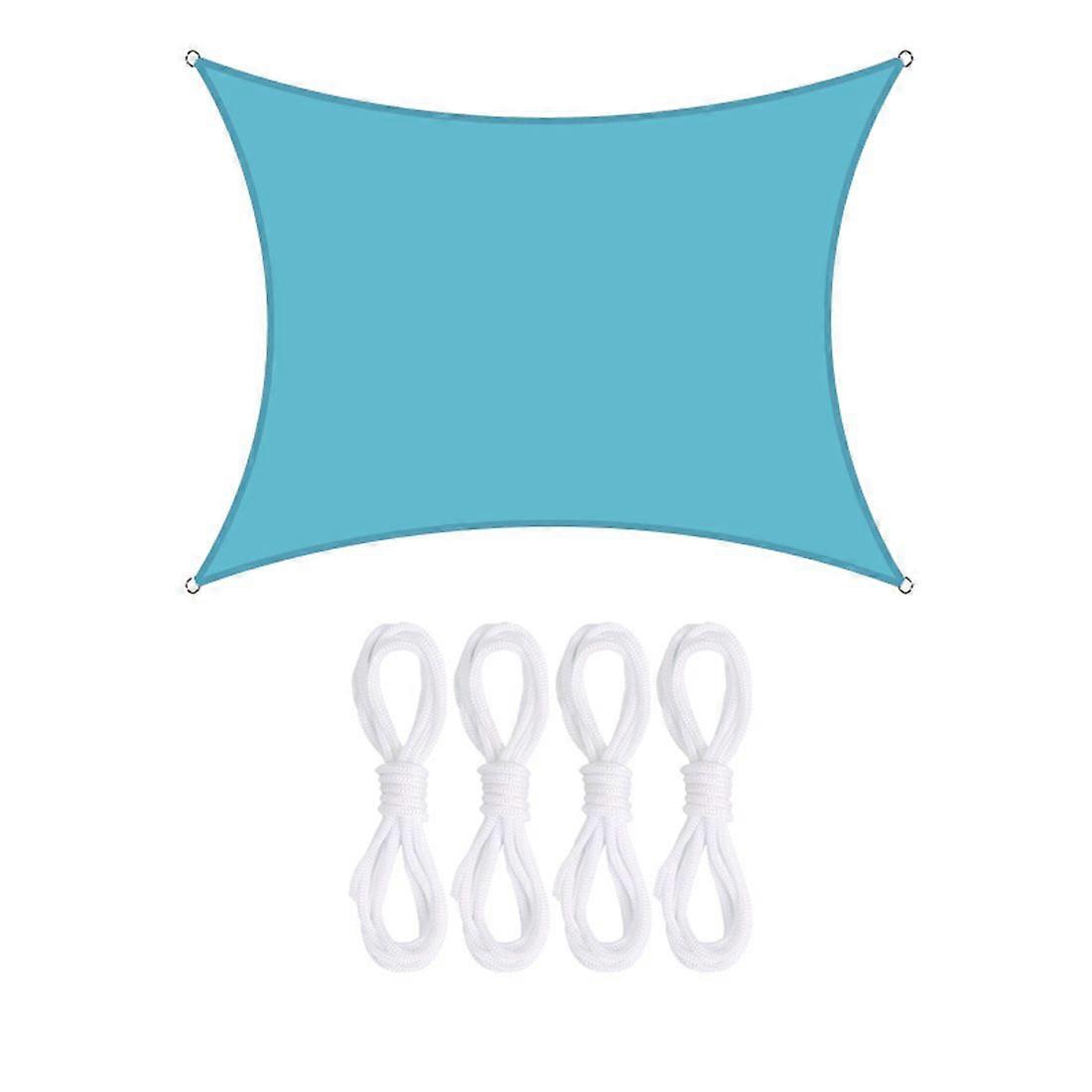 ヘビーデューティ長方形防水サンシェードセイルキャノピー95%UVブロック日焼け止めオーニング、屋外ガーデンパティオ用4本の取り付けロープ付き、ライトブルー