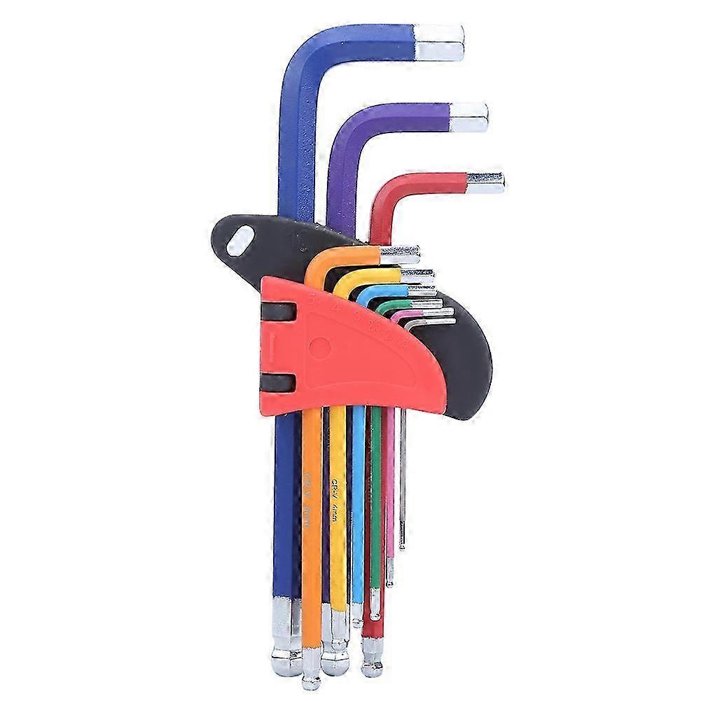 Hex Socket Wrench Set CRV Flat Head Extended Spraying Plastics Hex Key Tools Set Colourful Type E