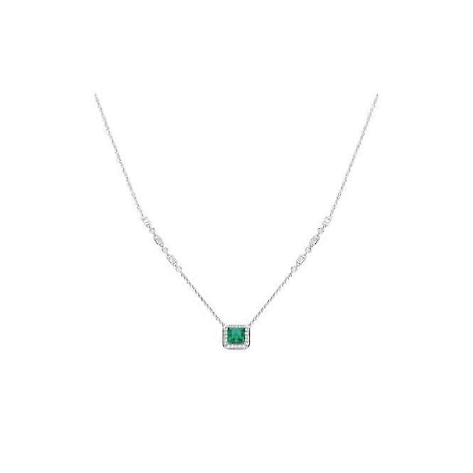 Art Deco Style Emerald Cubic Zirconia Pave Necklace N4402