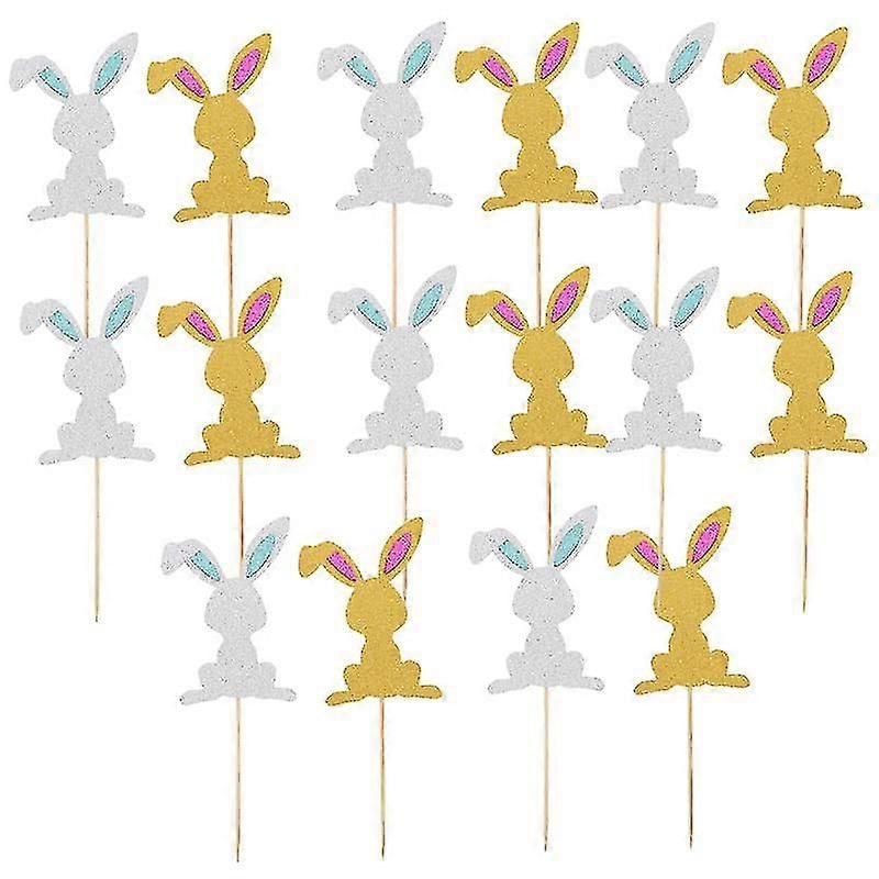 16pcs Rabbit Shape Cake Picks Easter Cake Decors