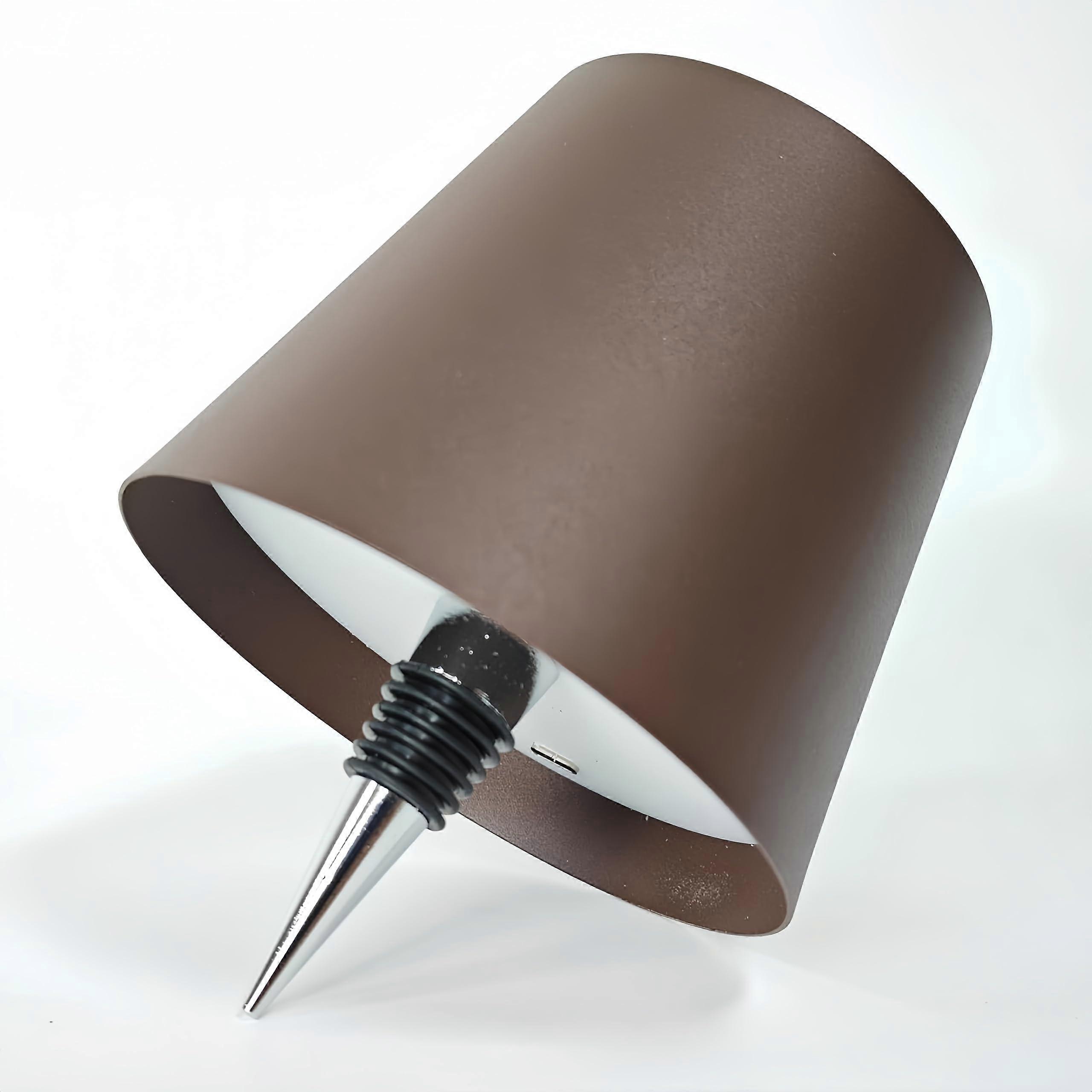 Bottle Lamp, Wireless LED Wine Bottle Lamp with 3 Color Rechargeable Shade for Bars and Restaurants, Brown Design