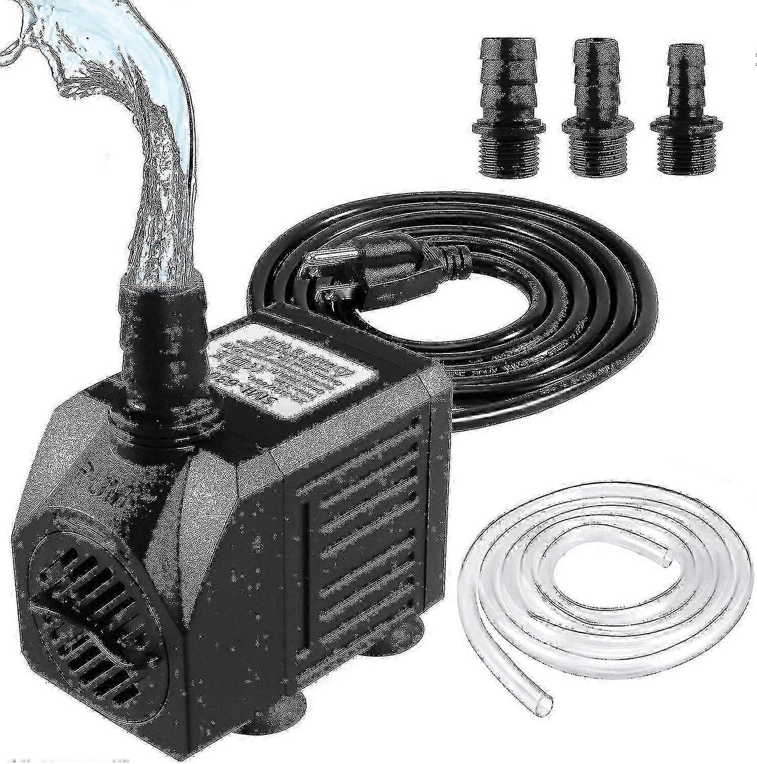 משאבת מזרקה, משאבת מים טבולה 150gph (8w 600l/h), משאבת מזרקה חיצונית שקטה קטנה עם צינור 3.3 רגל (קוטר מסקרן בוריס