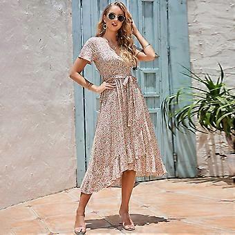 women's tropical dresses for beach wedding Beach holiday dress with round neck and embroidered flowers, loose and –  Lee Nhi Boutique