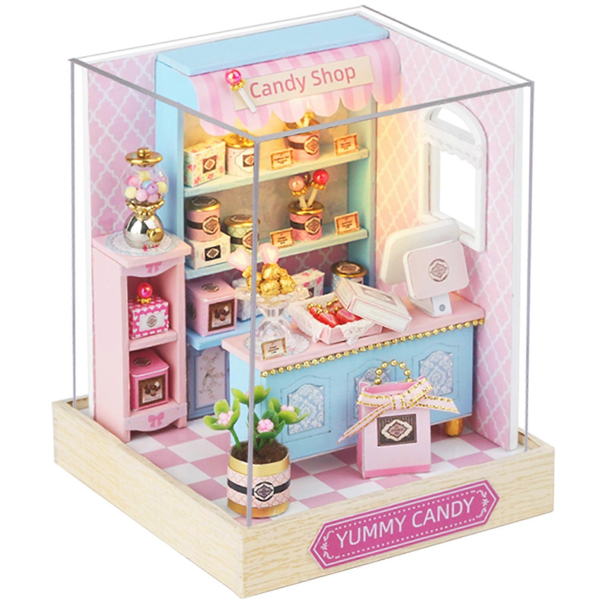 Mobili e luci a led con case delle bambole in miniatura Kiti fai da te, casa in miniatura mini artigianale fatta a mano