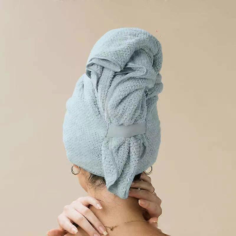 Large Solid Color Water Absorbent Hair Drying Towel Microfiber Hair Towel Wrap With Elastic Strap Soft Quick Drying Towel